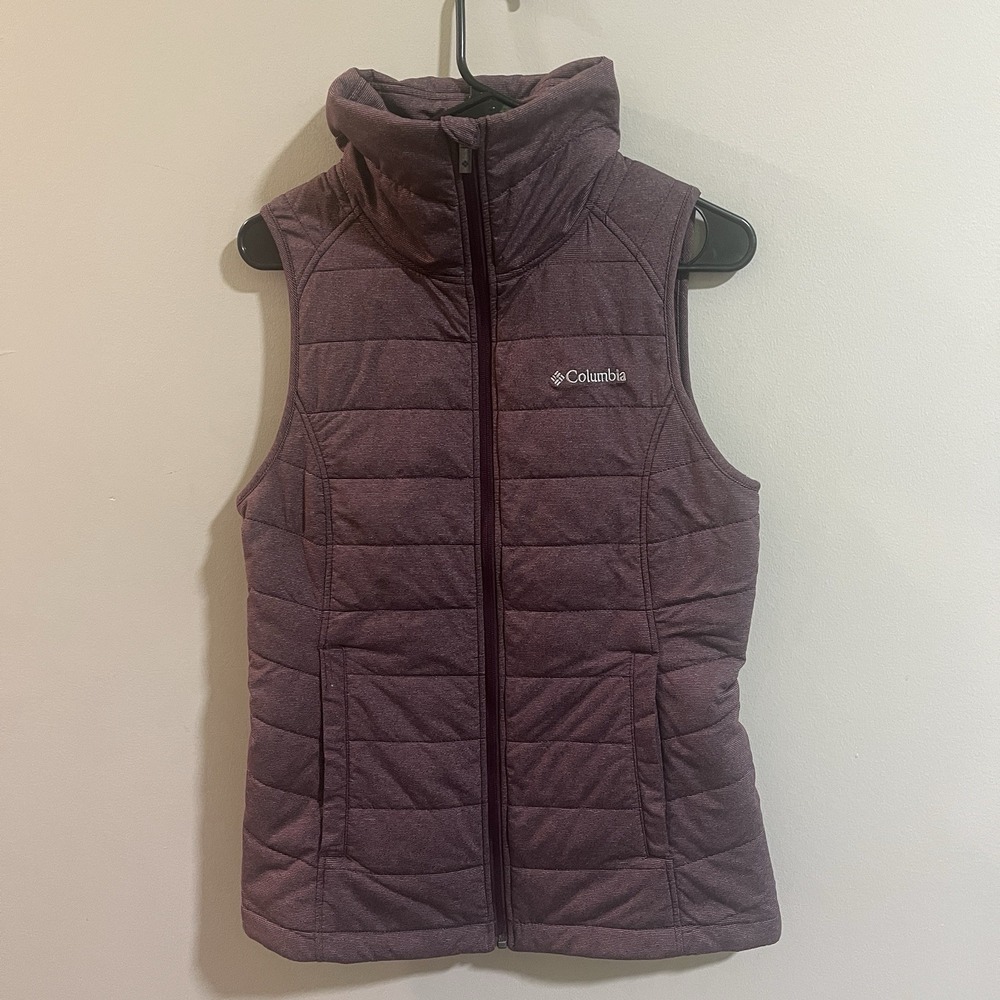 Columbia Purple Puffer Sleeveless Full Zip Mock Neck Vest Women's SMALL